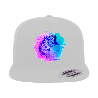 Watercolor Fishing Flat Bill Cap